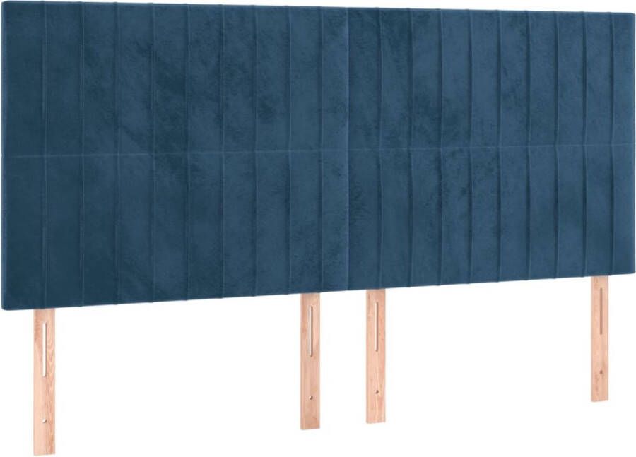 The Living Store Boxspring Bed Fluweel LED Pocketvering Huidvriendelijk Donkerblauw 203x180x118 128cm