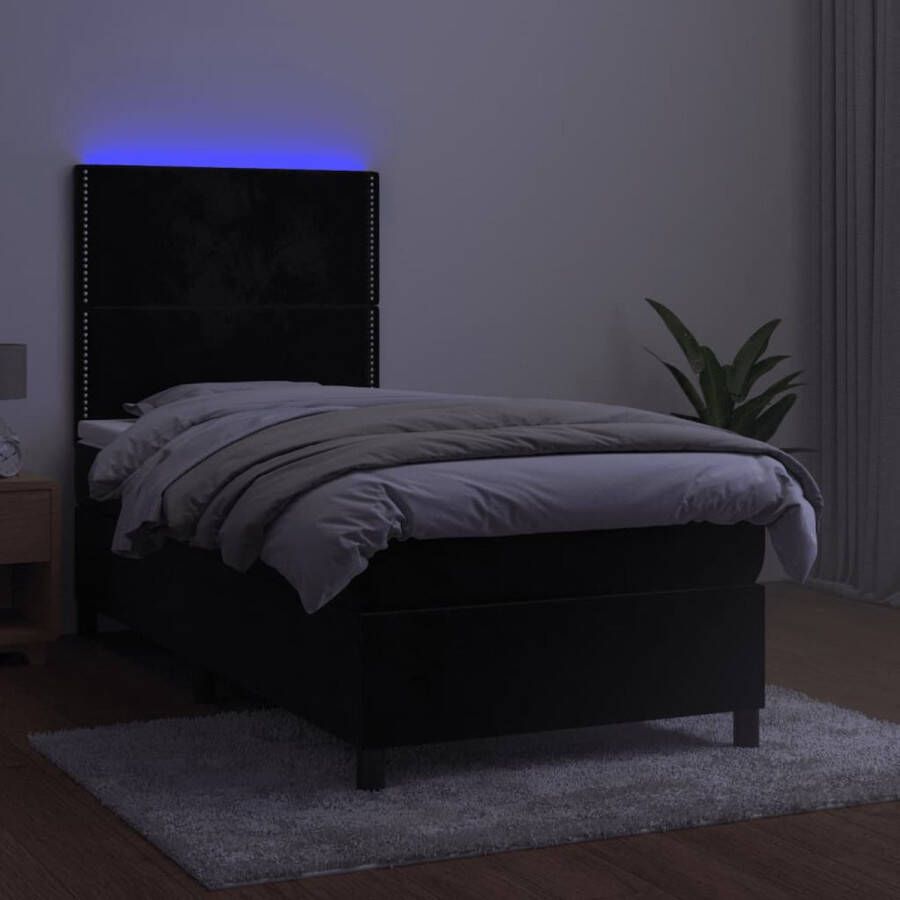 The Living Store Boxspring Bed Fluweel Pocketvering LED 100x200 cm