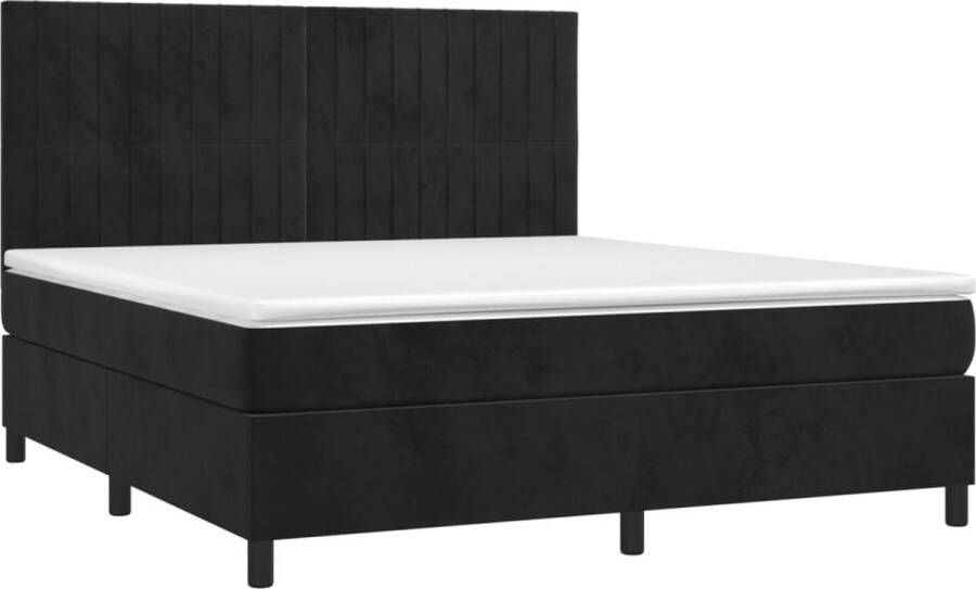 The Living Store Boxspring Bed Fluweel Pocketvering LED 180x200cm
