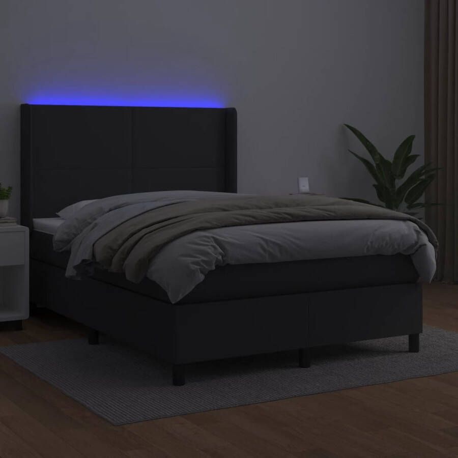 The Living Store Boxspring Bed Kunstleer 140x200 cm Inclusief Matras en LED