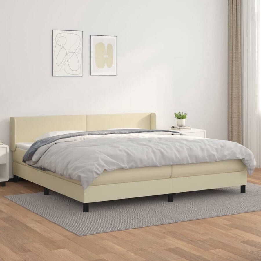 The Living Store Boxspring Bed Kunstleer Pocketvering Middelharde ondersteuning 203x203 cm