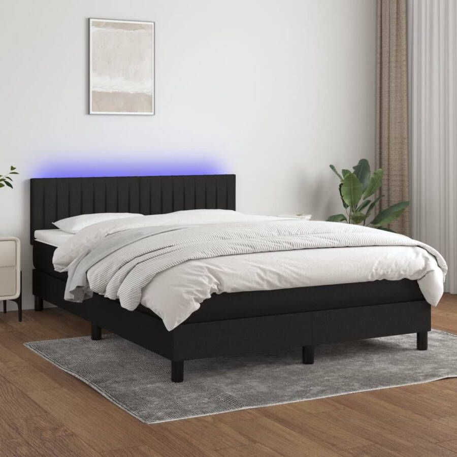 The Living Store Boxspring Bed LED 140x190 cm Zwart