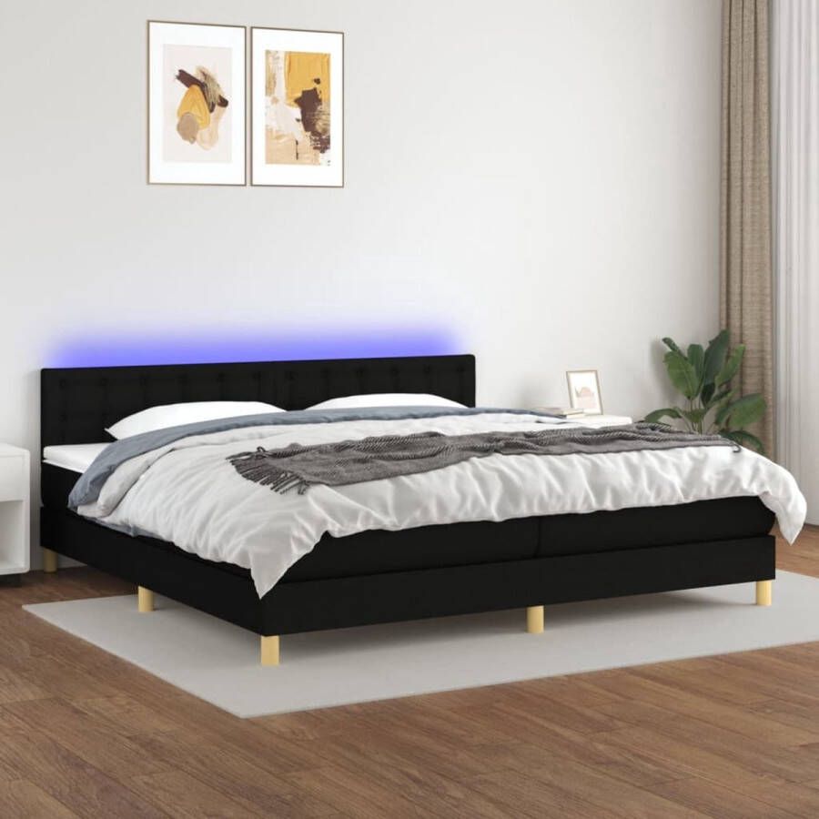 The Living Store Boxspring Bed LED 203x200x78 88 cm Zwart