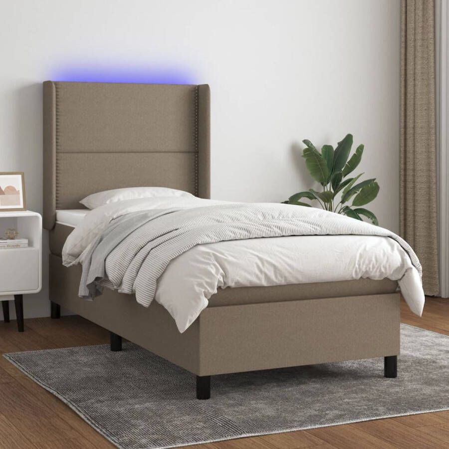 The Living Store Boxspring Bed LED Pocketvering Huidvriendelijk 193x93x118 128 cm