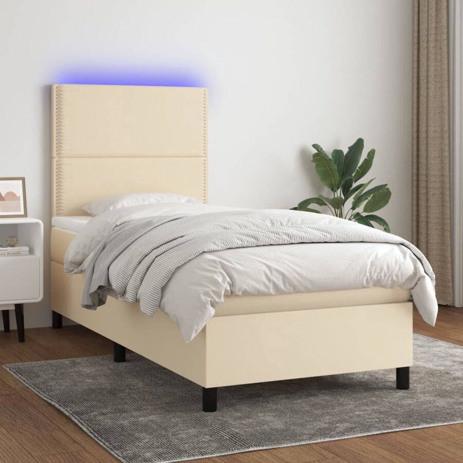 The Living Store Boxspring Bed LED-verlichting 203x100x118 128 cm Crème