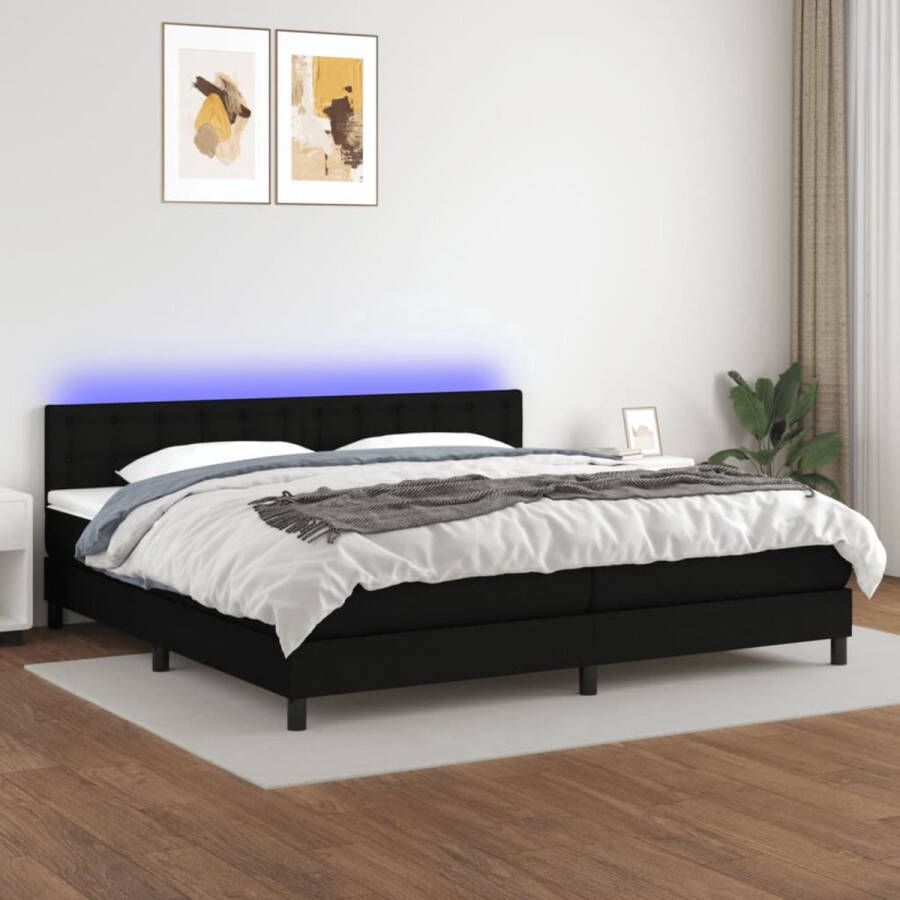 The Living Store Boxspring Bed LED-verlichting Pocketvering matras Huidvriendelijk topmatras