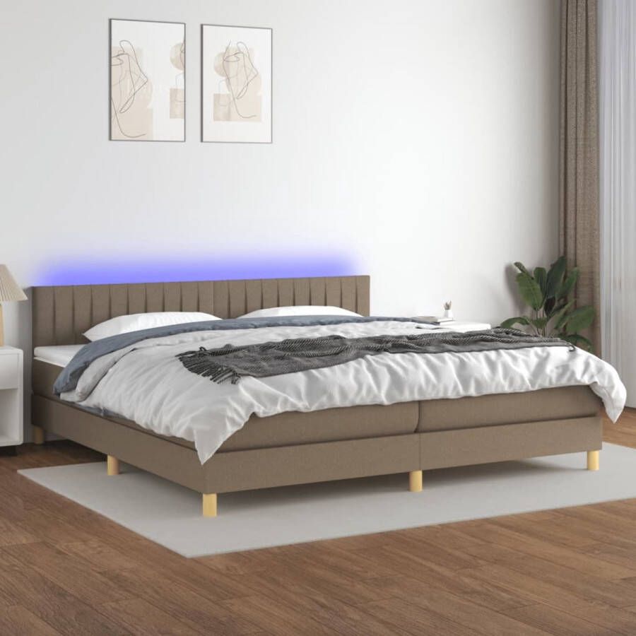 The Living Store Boxspring Bed LED-verlichting Pocketvering matras Huidvriendelijk topmatras Boxspring Bed Led Lamp Pocketed Spring Mattress Comfortabel Bed Slaapcomfort - Foto 2