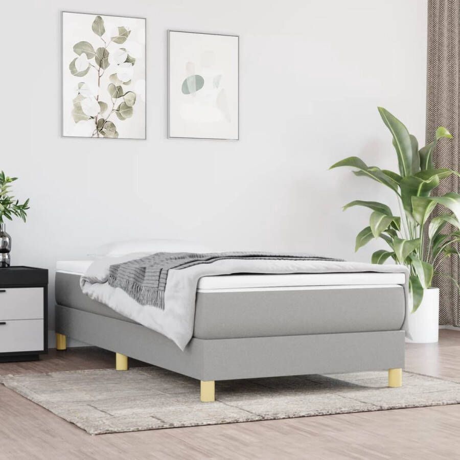 The Living Store Boxspring Bed Lichtgrijs 203 x 100 x 25 cm Pocketvering