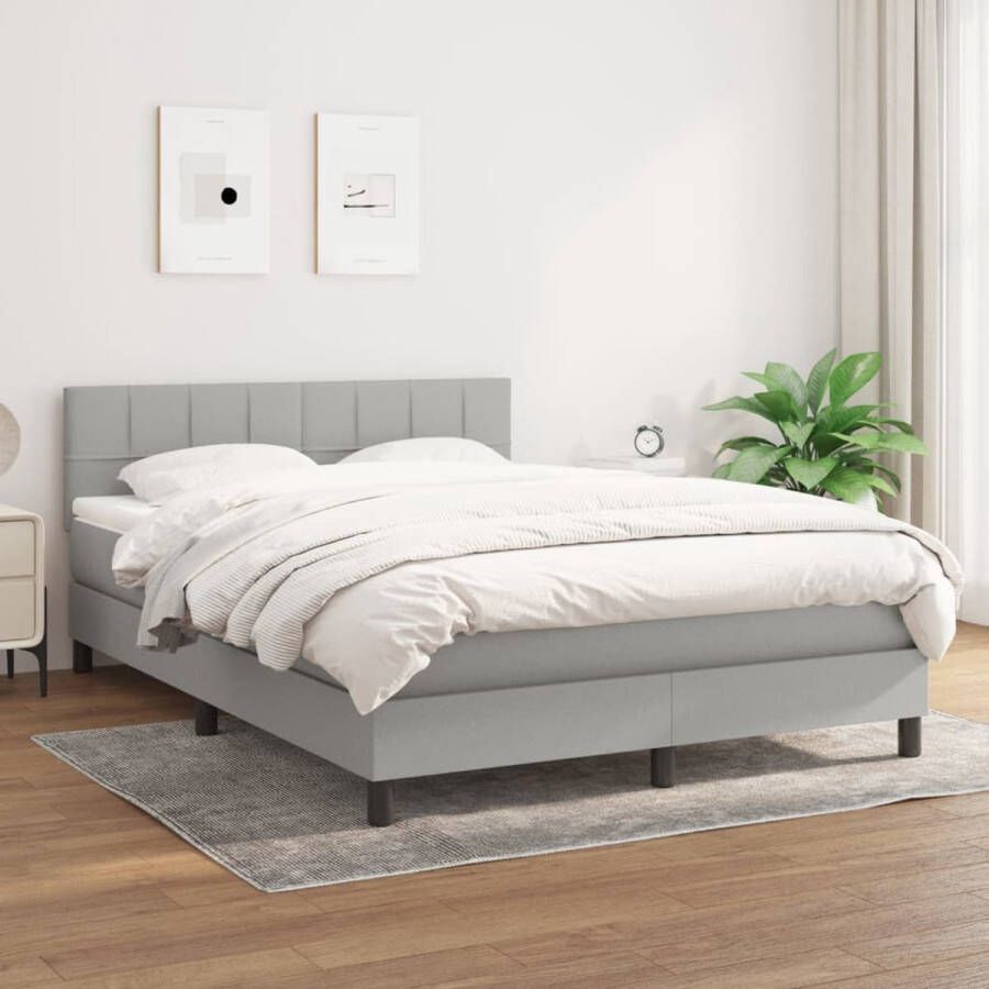 The Living Store Boxspring Bed Lichtgrijs 203 x 144 x 78 88 cm Met verstelbaar hoofdbord Pocketvering matras Middelharde ondersteuning Huidvriendelijk topmatras Inclusief montagehandleiding