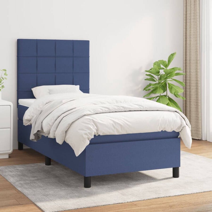 The Living Store Boxspring Bed Pocketvering 100x200 cm Blauw