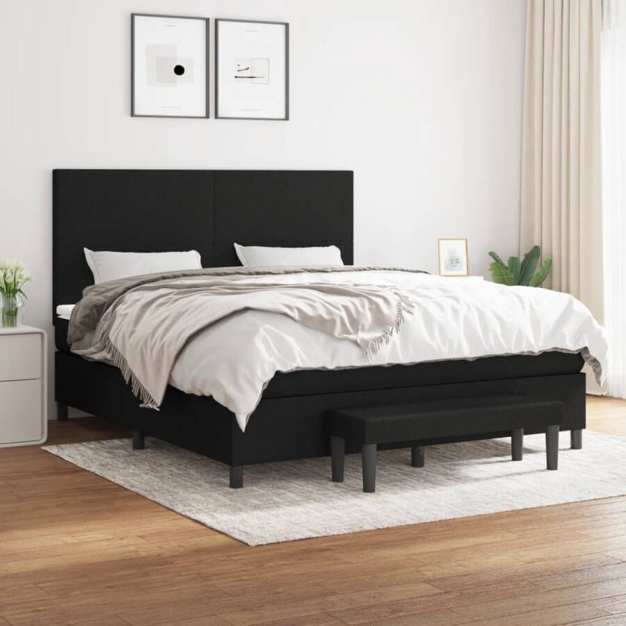 The Living Store Boxspring Bed Pocketvering 160x200cm Zwart