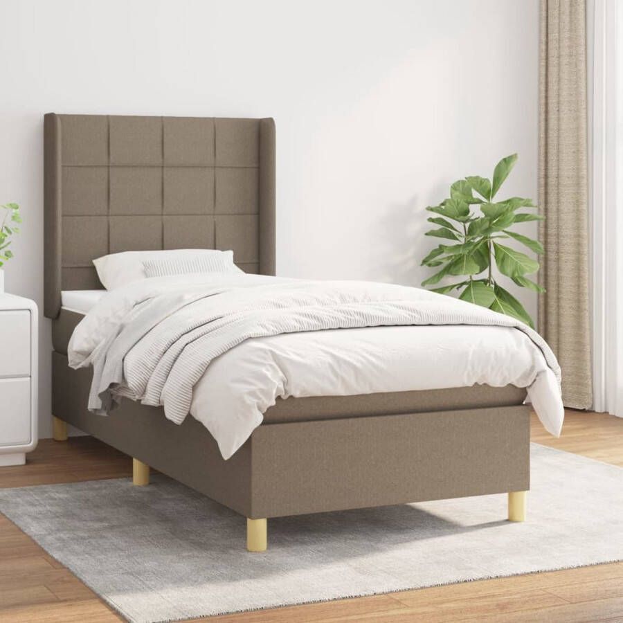 The Living Store Boxspring Bed Pocketvering 80x200 cm Taupe wit