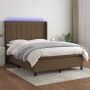 The Living Store Boxspring Bed Pocketvering LED Donkerbruin 193x147x118 128 cm - Thumbnail 1