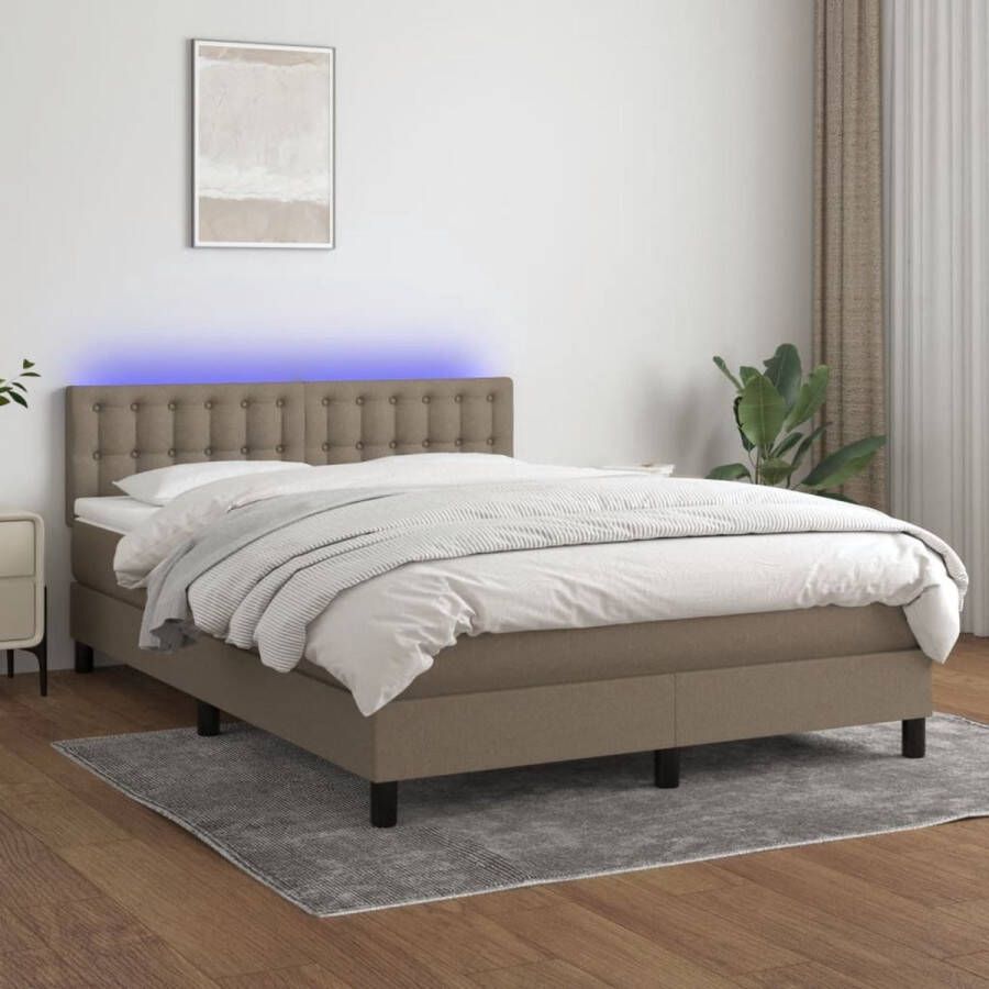 The Living Store Boxspring Bed Pocketvering Matras Huidvriendelijk Topmatras Kleurrijke LED Verlichting 193x144 cm