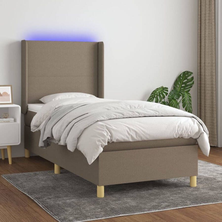 The Living Store Boxspring Bed Pocketvering Matras LED Verlichting 100x200 cm