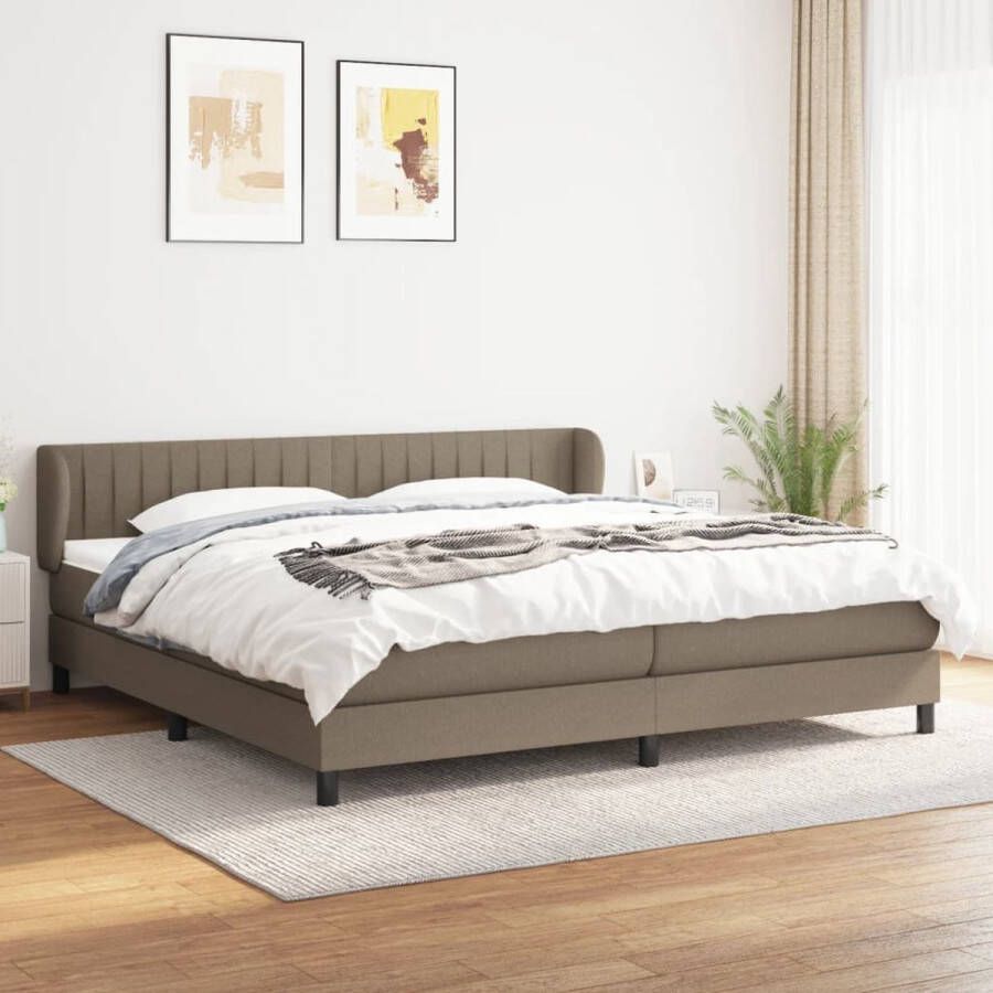 The Living Store Boxspring Bed Rustgevende nachtrust Taupé 203x203x78 88cm Pocketvering matras