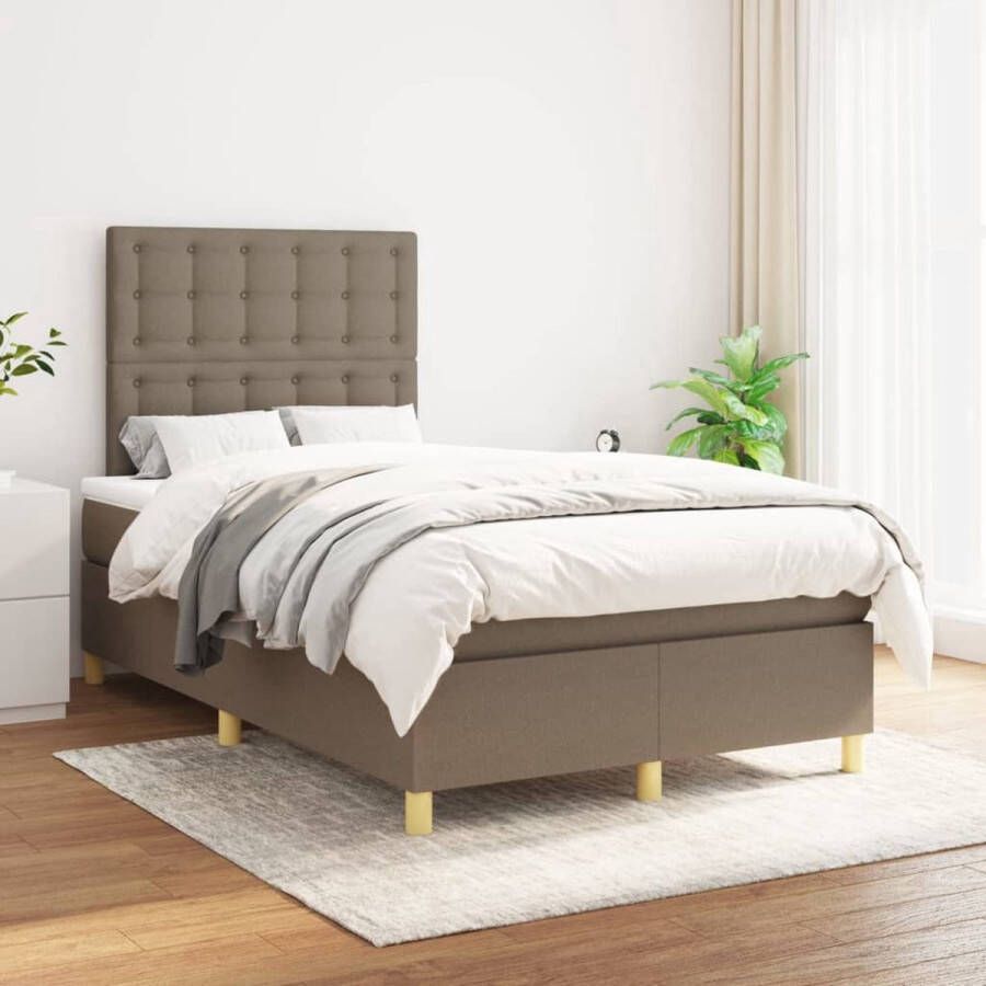 The Living Store Boxspring Bed Taupe 203 x 120 x 118 128 cm Pocketvering en Schuim