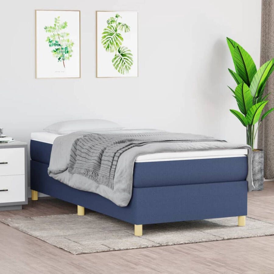 The Living Store Boxspring Bedframe Blauw 100x200 cm Stof Bed