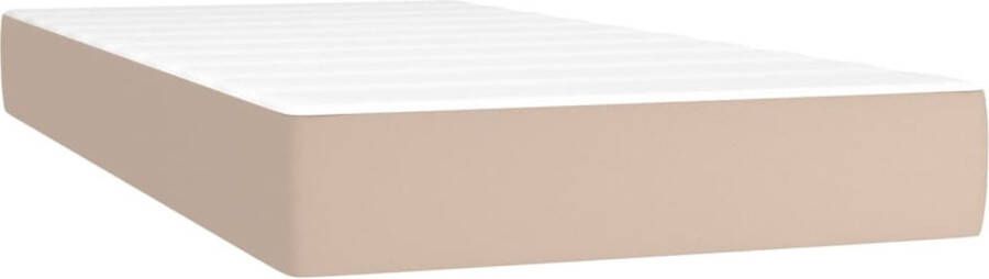 The Living Store Boxspring Cappuccino 203 x 80 x 78 88 cm Duurzaam kunstleer Verstelbaar hoofdbord Kleurrijke LED-verlichting Pocketvering matras Huidvriendelijk topmatras 5 V USB-aansluiting