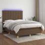 The Living Store Boxspring Donkerbruin 203x144x118 128cm LED Pocketvering matras 140x200x20cm Huidvriendelijk topmatras 140x200x5cm Met LED-strips - Thumbnail 1