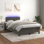 The Living Store Boxspring Donkergrijs fluweel 203 x 120 x 78 88 cm Inclusief LED en pocketvering matras Hoogwaardig comfort - Thumbnail 1