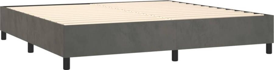 The Living Store Boxspring Donkergrijs Fluweel 203 x 203 x 118 128 cm Verstelbaar Hoofdbord LED-verlichting Pocketvering Matras Huidvriendelijk Topmatras Inclusief Montagehandleiding