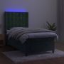 The Living Store Boxspring Donkergroen Fluweel 203x103x118 128 cm LED Pocketvering - Thumbnail 1