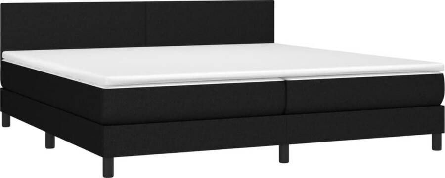 The Living Store Boxspring Double Bed 203x200x78 88 cm Zwart stoffen bed inclusief matras en LED-verlichting