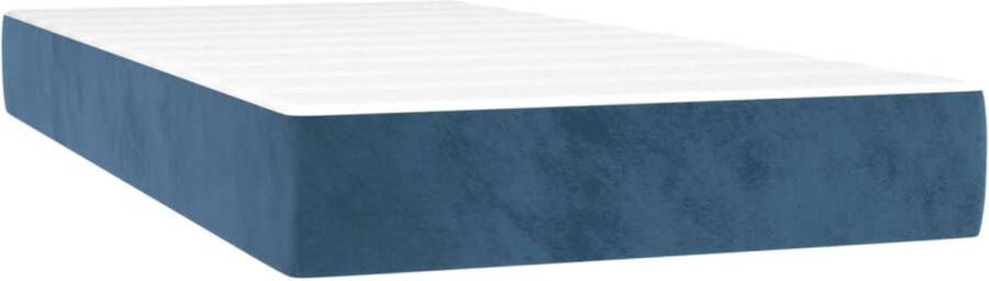 The Living Store Boxspring fluweel 203 x 200 x 118 128 cm verstelbaar hoofdbord LED-verlichting pocketvering matras huidvriendelijk topmatras donkerblauw Boxspring Fluweel Bed Leder Look Bed Tweepersoons Bed King Size Bed - Foto 2