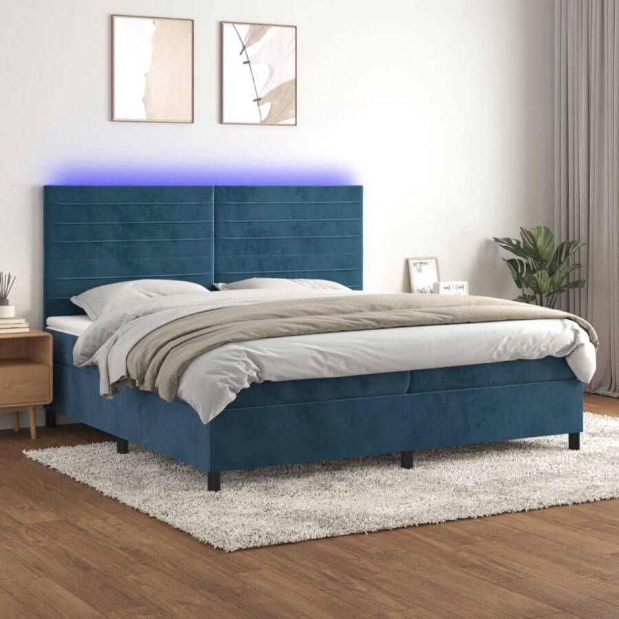 The Living Store Boxspring Fluweel 203x200x118 128cm LED