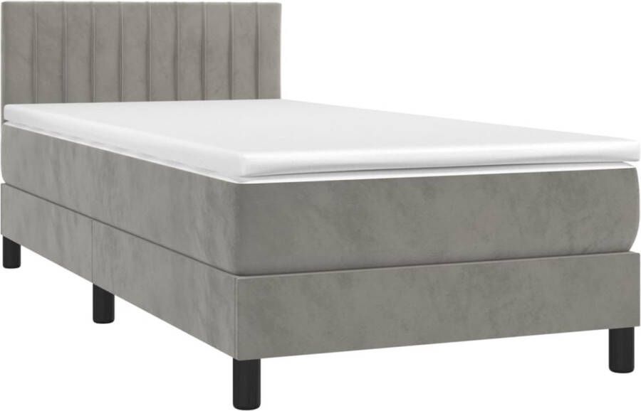 The Living Store Boxspring Fluweel LED Pocketvering Huidvriendelijk 203x100x78 88 cm