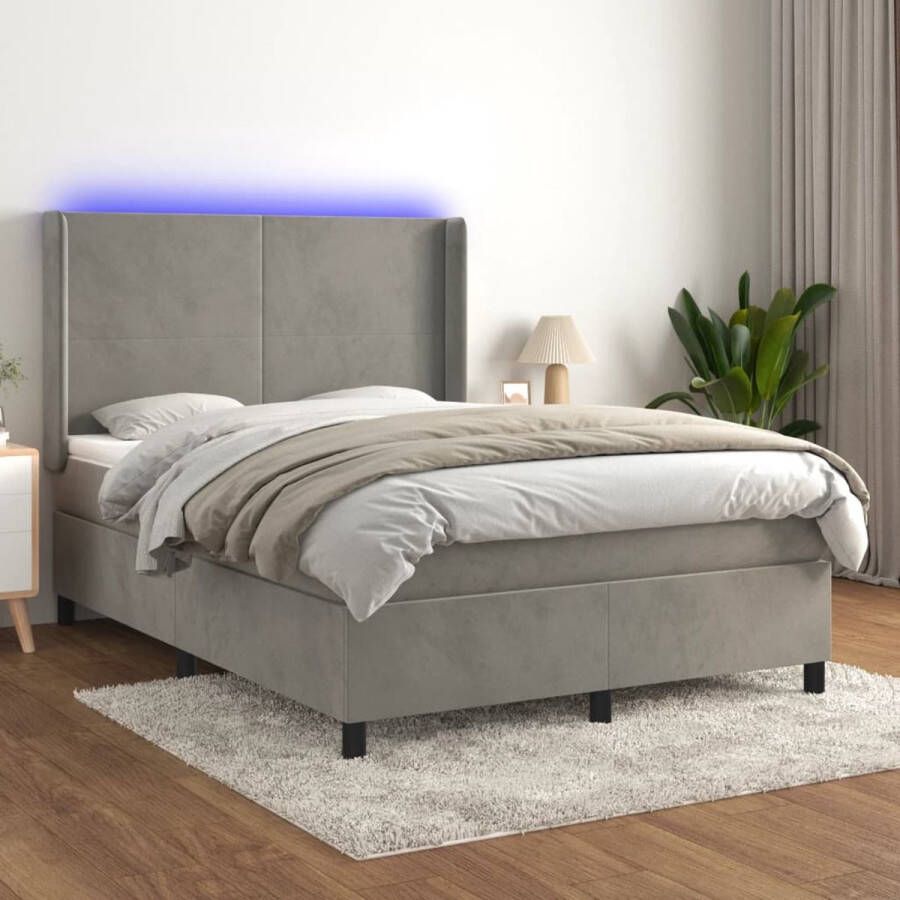 The Living Store Boxspring fluweel LED pocketvering matras huidvriendelijk topmatras