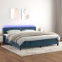 The Living Store Boxspring Fluwelen Bed 203 x 200 x 78 88 cm Donkerblauw Pocketvering Matras Huidvriendelijk - Thumbnail 2