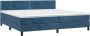 The Living Store Boxspring Fluwelen Bed 203 x 200 x 78 88 cm Donkerblauw Pocketvering Matras Huidvriendelijk - Thumbnail 1