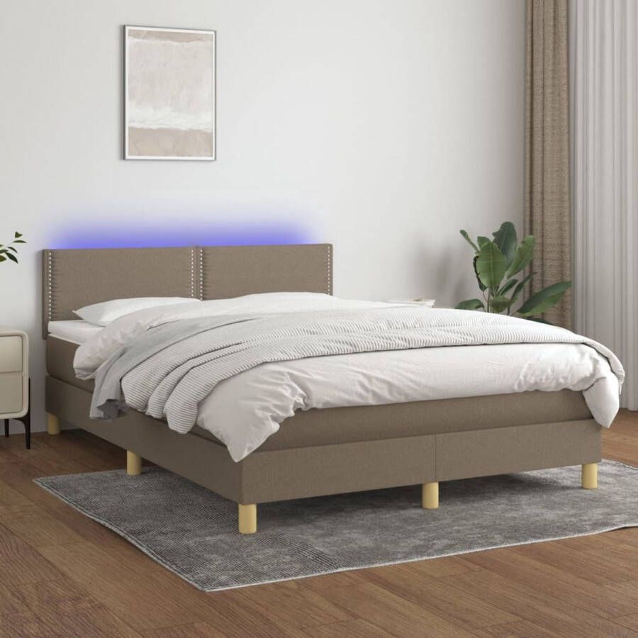 The Living Store boxspring LED 140x190 taupe