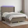 The Living Store Boxspring met matras en LED stof taupe 140x200 cm Boxspring Boxsprings Bed Slaapmeubel Boxspringbed Boxspring Bed Tweepersoonsbed Bed Met Matras Bedframe Ledikant Bed Met LED - Thumbnail 2