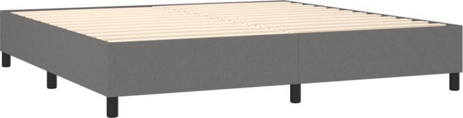 The Living Store Boxspring met matras en LED stof donkergrijs 200x200 cm Boxspring Led Bed Donkere Boxspring Tweepersoons Bed Pocketveer Matras