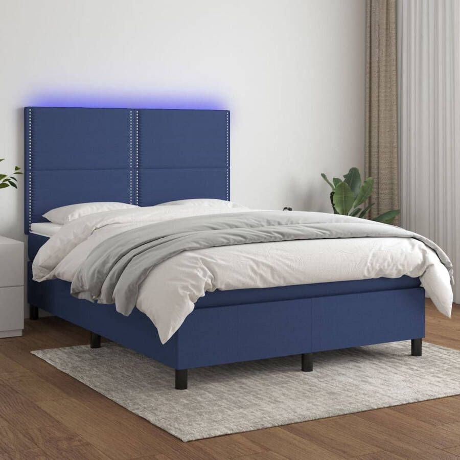 The Living Store Boxspring LED-bed 193x144x118 128 cm Blauw