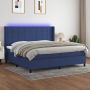 The Living Store Boxspring LED blauw 203 x 203 x 118 128 cm pocketvering matras huidvriendelijk topmatras - Thumbnail 1