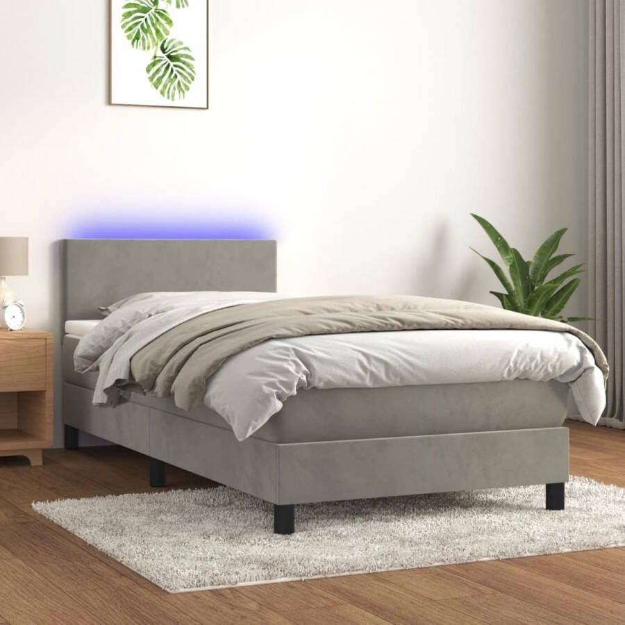 The Living Store Boxspring LED-fluwelen bed 203x90x78 88 cm met verstelbaar hoofdbord