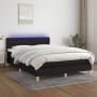 The Living Store Boxspring met matras en LED stof crèmekleurig 140x200 cm Bed - Thumbnail 1