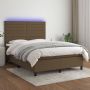 The Living Store Boxspring met matras en LED stof crèmekleurig 140x200 cm Bed - Thumbnail 2