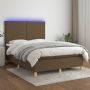 The Living Store Boxspring met matras en LED stof donkerbruin 140x200 cm Boxspring Boxsprings Bed Slaapmeubel Boxspringbed Boxspring Bed Tweepersoonsbed Bed Met Matras Bedframe Ledikant Bed Met LED - Thumbnail 1