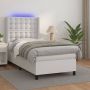 The Living Store Boxspring met matras en LED kunstleer wit 90x200 cm Boxspring Boxsprings Bed Slaapmeubel Boxspringbed Boxspring Bed Tweepersoonsbed Bed Met Matras Bedframe Ledikant Bed Met LED - Thumbnail 2