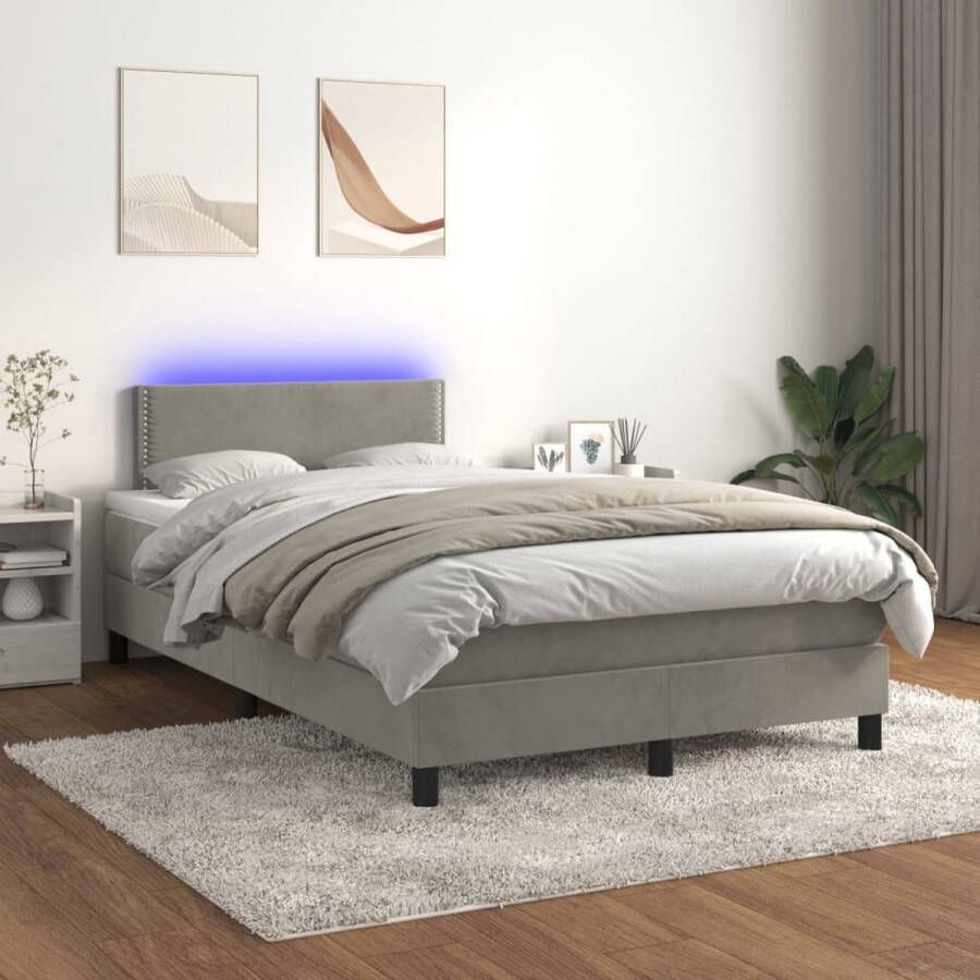 The Living Store Boxspring Luxe 203x120 cm fluweel met LED