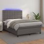 The Living Store Boxspring met matras en LED kunstleer grijs 140x200 cm Boxspring Boxsprings Bed Slaapmeubel Boxspringbed Boxspring Bed Tweepersoonsbed Bed Met Matras Bedframe Ledikant Bed Met LED - Thumbnail 1