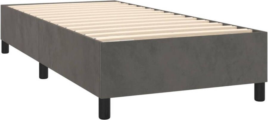 The Living Store Bed Boxspring Donkergrijs Fluwelen Bed 203 x 100 x 118 128 cm Met LED