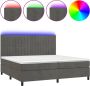 The Living Store Bed Boxspring 203 x 200 cm Zacht fluweel Verstelbaar hoofdbord Kleurrijke LED-verlichting Pocketvering matras Huidvriendelijk topmatras Inclusief montagehandleiding - Thumbnail 1