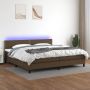 The Living Store Boxspring met matras en LED stof donkerbruin 200x200 cm Boxspring Boxsprings Bed Slaapmeubel Boxspringbed Boxspring Bed Tweepersoonsbed Bed Met Matras Bedframe Ledikant Bed Met LED - Thumbnail 2