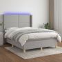 The Living Store Boxspring met matras en LED stof lichtgrijs 140x190 cm Boxspring Boxsprings Bed Slaapmeubel Boxspringbed Boxspring Bed Tweepersoonsbed Bed Met Matras Bedframe Ledikant Bed Met LED - Thumbnail 1